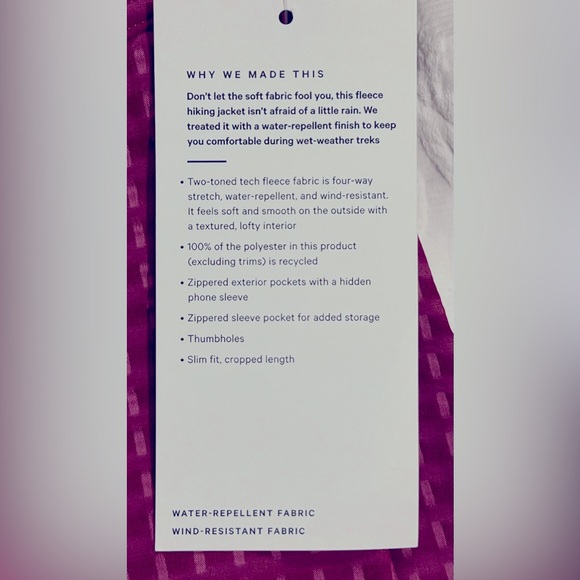 Water-🩷Repellent Fleece Hiking Jacket NWT🩷pink/berry ! Very soft ! Size 8 - Picture 9 of 16